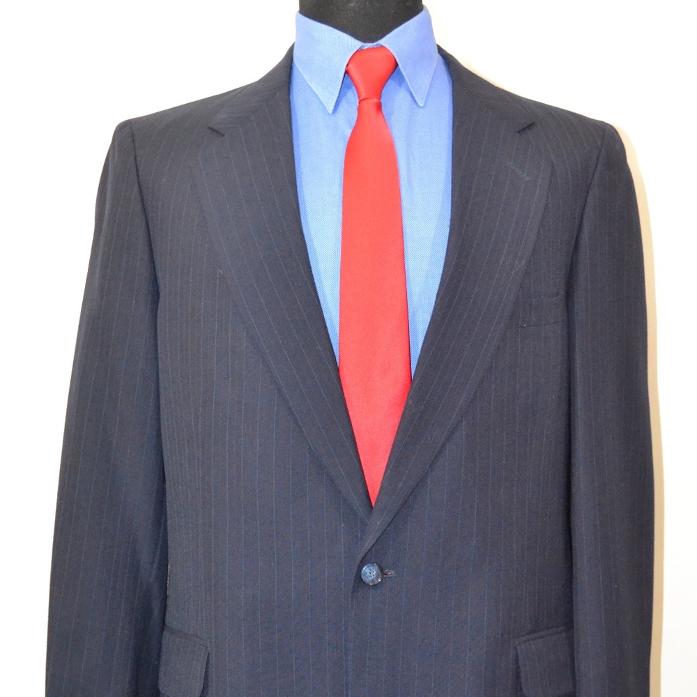 Karoll’s 42L Sport Coat Blazer Suit Jacket Navy Pi